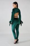 Sexy Jumpsuit Bandage V-neck long-sleeve Velvet sexy backless jumpsuit M8290