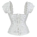 Black white elegant jacquard puff sleeve corset M1934