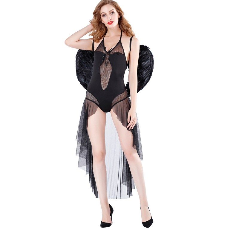 Black Mesh Sheer Sexy Angels Costume M40688