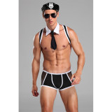Police Uniform Costume Cosplay Men Black Underwear Sexy Suit Lingerie 20209