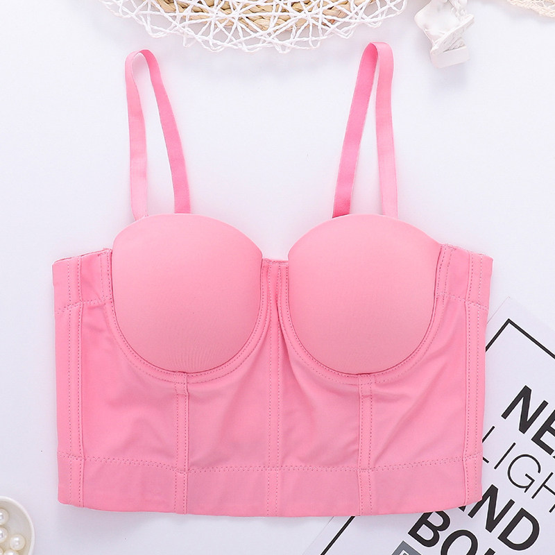 Solid Color Suspender Top Women Short Style Vest Sexy Fish Bone Wipe Chest 8081