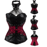 S-6XL Sexy Steampunk Halter Steel Boned Corsets M1407