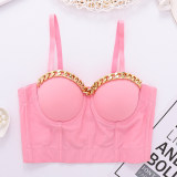 Gold Chain Suspender Vest Women Midriff Breast Fish Bone Top 8052