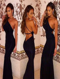 Sexy women black long bandage dress M30002