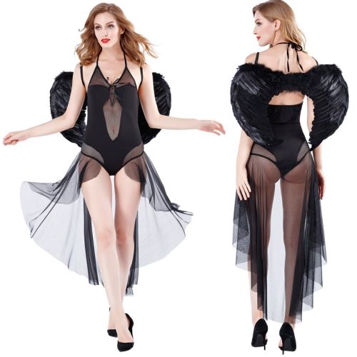 Black Mesh Sheer Sexy Angels Costume M40688