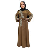 Moslem Women Dress Scarf Party Evening Elegance Plus Size Lace Waist Dress 20373