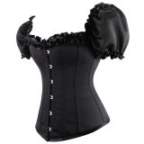 Black Sexy Ruffle Sleeves Lace-up Steampunk Victorian Overbust Corset Top WK2206