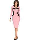 High Quality Hot 3 Colors Women OL V Neck Dress M30226