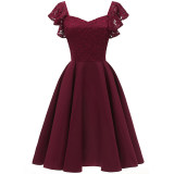Plus Size Women Amazon Explosion Butterfly Sleeve Sexy Satin Pendant Dress CD1626