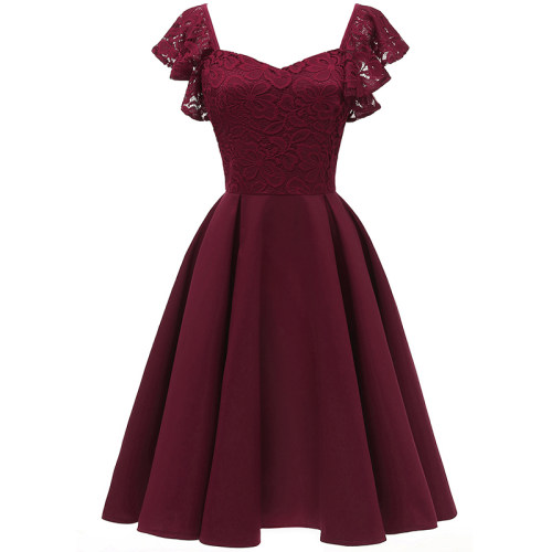 Plus Size Women Amazon Explosion Butterfly Sleeve Sexy Satin Pendant Dress CD1626