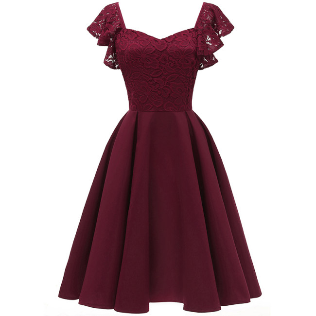 Plus Size Women Amazon Explosion Butterfly Sleeve Sexy Satin Pendant Dress CD1626