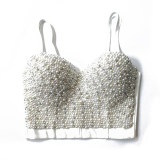 Pearl Suspender Short Shaped Top Nailed Beaded Colored Diamond Corset KN8156