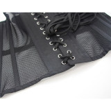 Black Mesh Women Waist Shrinkable Breathable Shapewear Corset Sexy Bustier WK2271