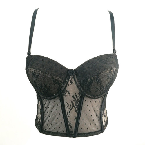 Chest Lace Mesh Gauze Perspective Costume Waist Top Sexy Vest KN8260