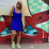 Summer Basic Vest Short Bodycon Dress m8399