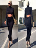 Sexy Black Long Sleeves Clubwear M2316