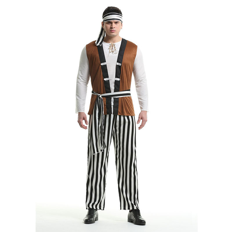 Men Pirates Of The Caribbean Costume Game Halloween Knight Costume XY82239