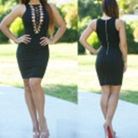 Sleeveless Bodycon Black Dress M30076