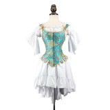 Retro Style Fan Shaped Corset Skirt U Collar Steel Bone Corset WK2297