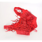 2023 Court Sexy Women Red Fringe Corset Little Sequin Vest Lacing Bustier WK2311