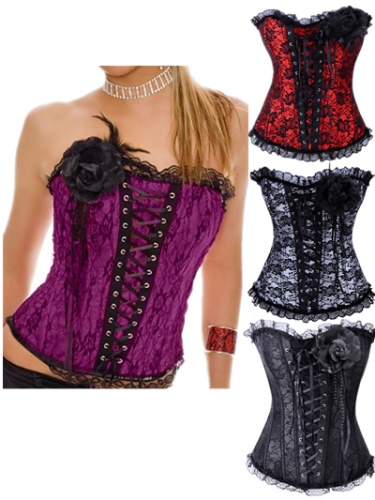 Lady satin embroidered lace corset M1589