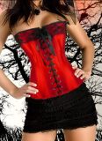 red newest corset with ruffle skirt m1807E