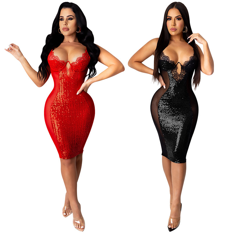 Sequins Lace Sexy Club Nightclub Halter Wedding Dress Bridal Gown X3899