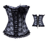 Lady satin embroidered lace corset M1589