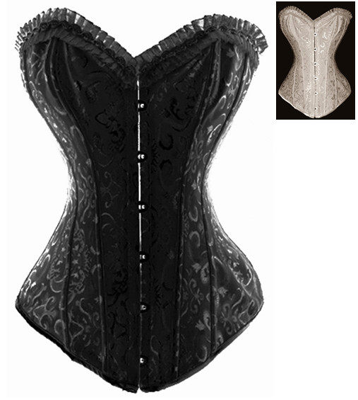 White Steel Bone Corset With Thongs  M1789