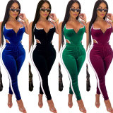 Sleeveless Zipper Hollow Out Two Piece Set Women Tracksuit M8454