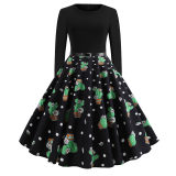 Long Sleeve Polka Dot Classic Party Casual Women Dress JY13106