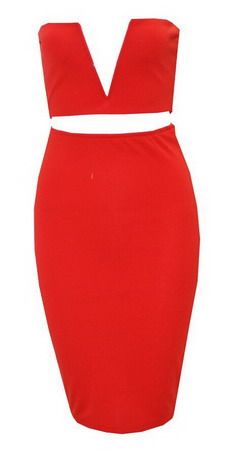 Sexy Red Two Piece Bodycon Dress M3894a