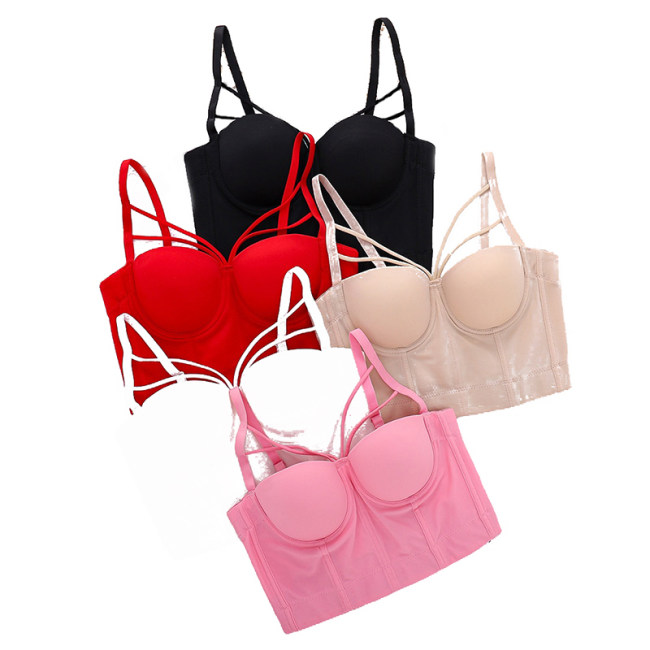 Suspender Female Inner Stage Clothes Short Sexy Backless Body Shaping Top 8566