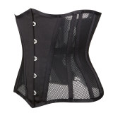 Black Mesh Women Waist Shrinkable Breathable Shapewear Corset Sexy Bustier WK2271