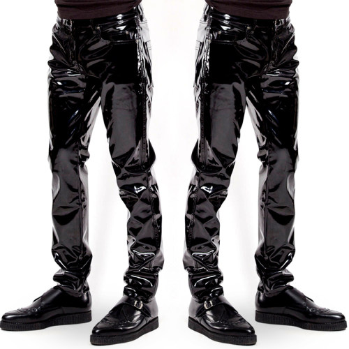 Men Casual Pants Sexy Vinyl PU Leather Scrunch Butt Leggings N6005