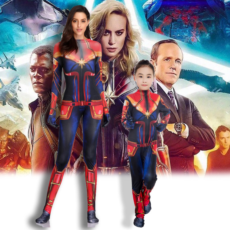 Girls Captain Marvel Cosplay Costume Bodysuit M40650