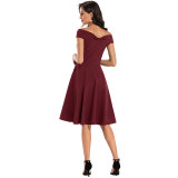 Round Neck Satin Fall Sleeves Spring Dresses Women Sexy CD1768