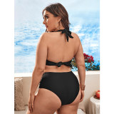 Black Sexy Women Bikini Set Print Swimsuit Two Piece Bikini For Fat Woman 499