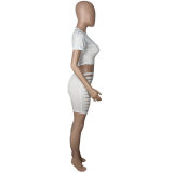 Cut Out Pants Women One Sleeve Crop Top Sexy Two Piece Set M062