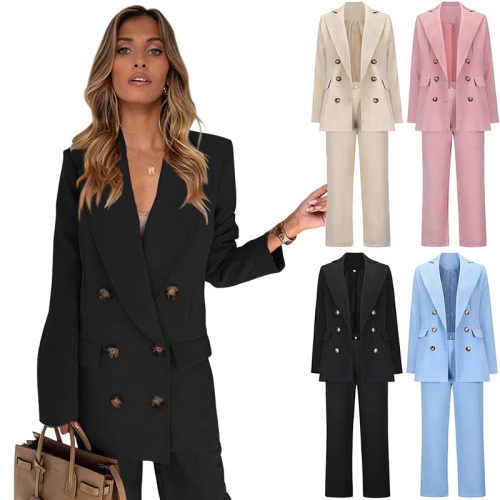 Large Lapel Office Set Casual Straight Long Pants Suit  Blazer Women LQ159