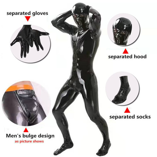 Wetlook Full Body Mens Sexy Latex Catsuit Pvc Bodysuit Stretchy Sheath Zentai XX6819