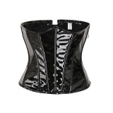 Steampunk Black PU Underbust Corset with Side Zipper Gothic Bustiers M22066