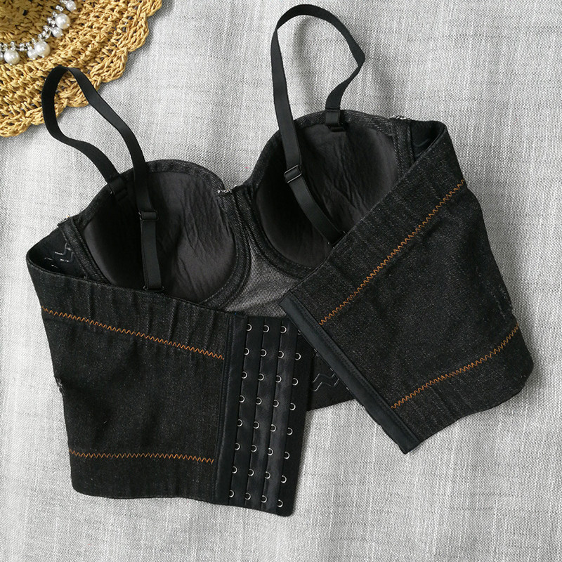 Outside Wearing a Cowboy Halter Crop Striped Top Nightclub Wipe Chest 8999