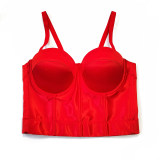 Small Halter Vest Women Satin Suit Leggings Sexy Breast Wrap Corset KN8313