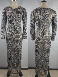 Newest Vintage Print Midi Dress M30130