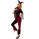 Red Sexy Circus Fancy Joker Clown Halloween Costume Cosplay M40763