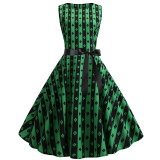 Slim The Bhole Body Printed Custom  Vintage Sleeveless Dress JY13420