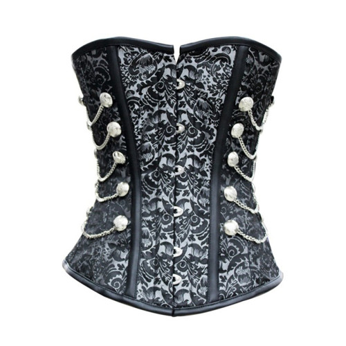 Floral printed with chain button decoration side up corset for women casual clothes over bust waist