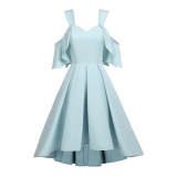 Sling Butterfly Sleeves Wedding Party Women Satin Club Dresses CD1731