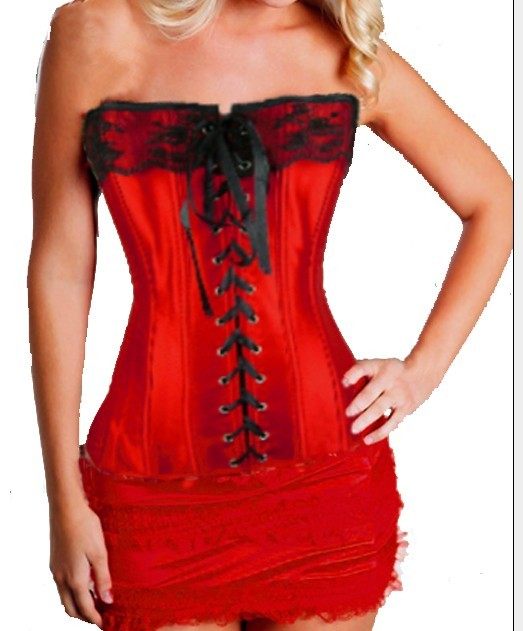 red newest corset with ruffle skirt m1807G